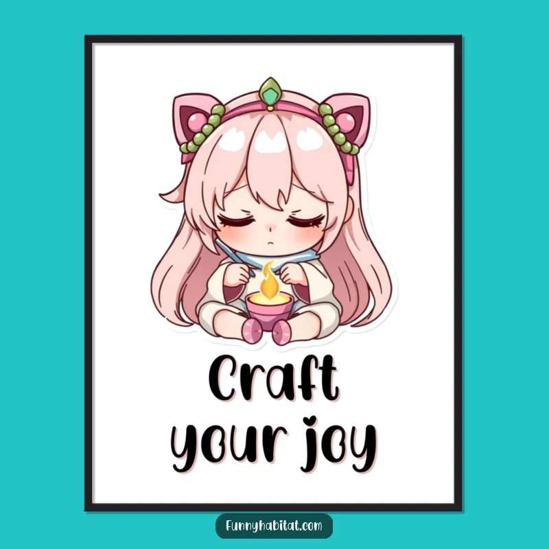 Funny Jewelry Crafting Digital Art: Peaceful Maker's Focus Print