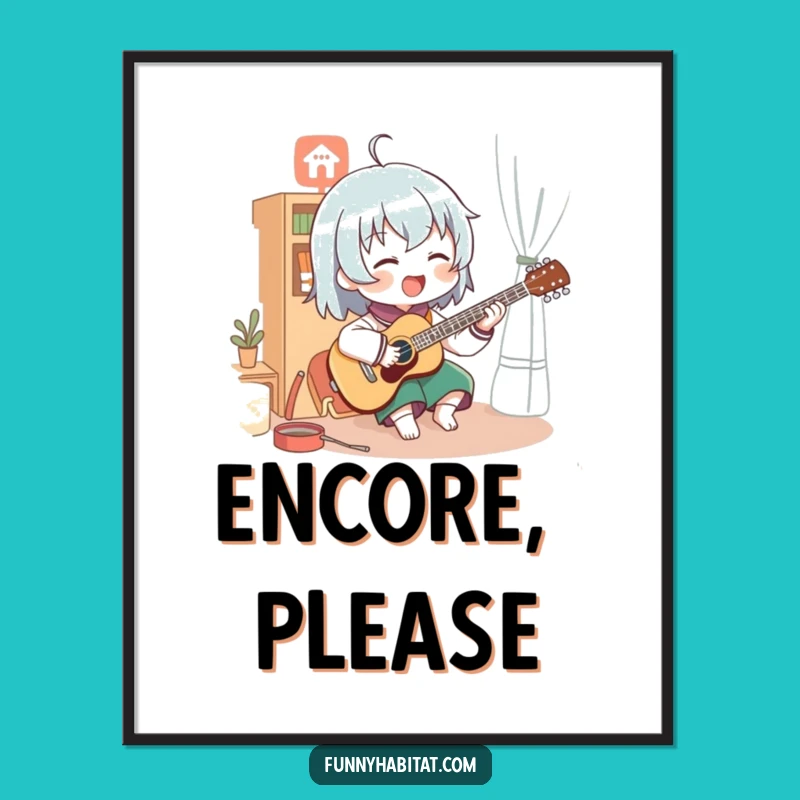 Funny Music Character Digital Art: Enthusiastic Player Wall Decor - Amazing Funny Gift