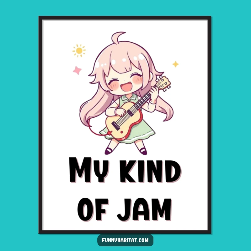 Funny Musical Character Art Print: Enthusiastic Instrument Player Decor