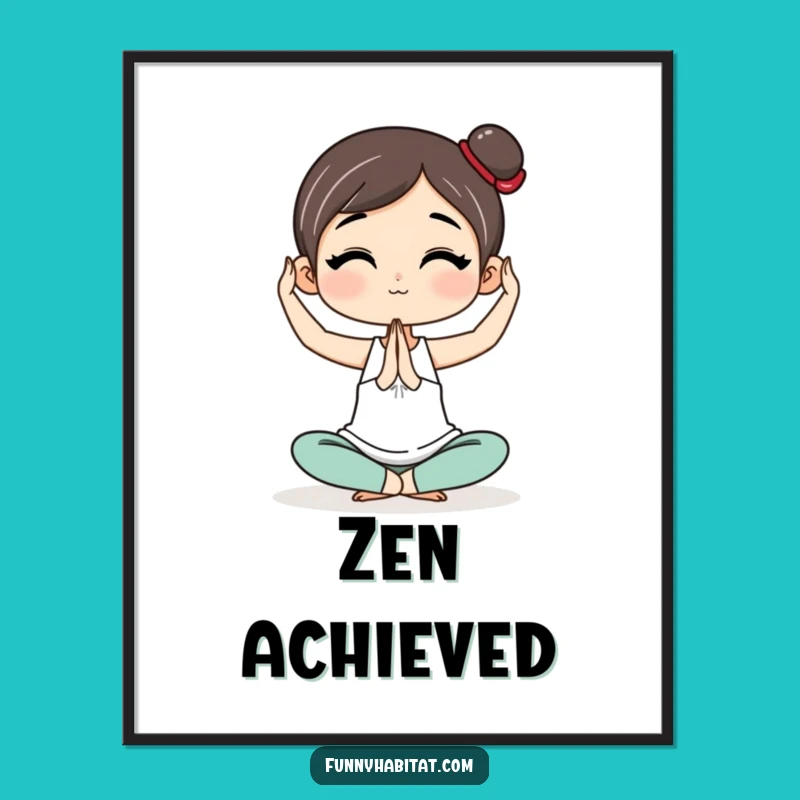 Funny Yoga Art Print: Graceful Poses Poster, Hilarious Funny Gift for Studio Decor