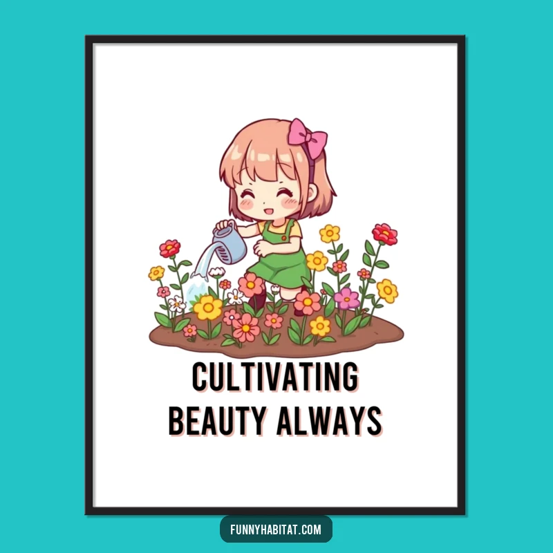 Instant Funny Gardener Digital Art: Print Blooming Cheer Today