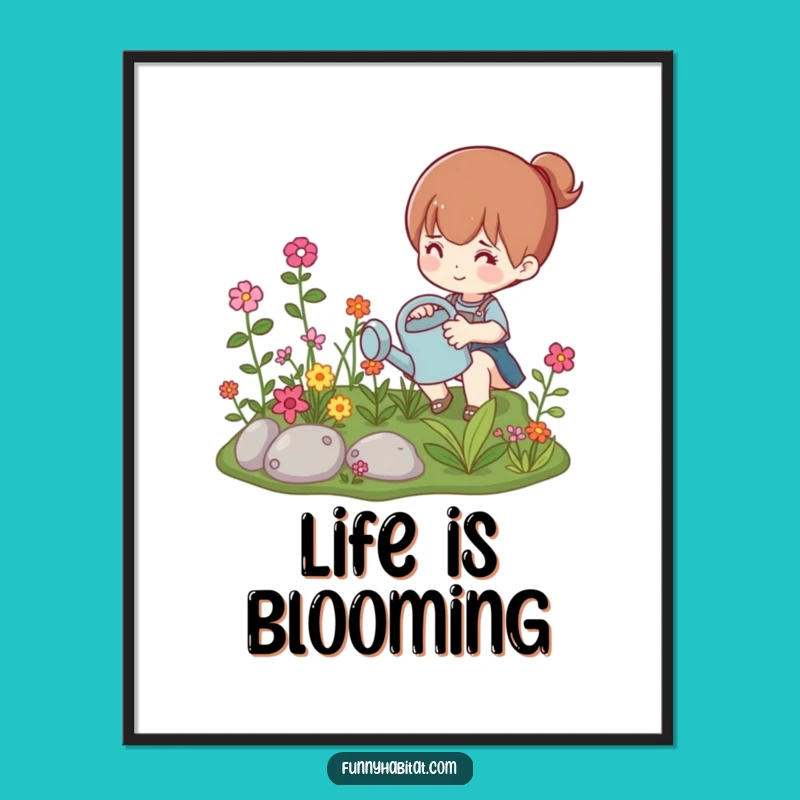 Funny Gardener Digital Art: Miniature Garden Scene, Vibrant Decor, Instant Funny Gift