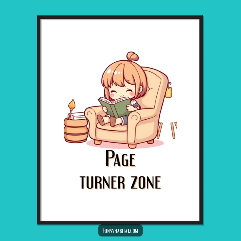 Funny Cozy Reader Digital Art: Instant Download Book Lover Decor, Perfect Funny Gift