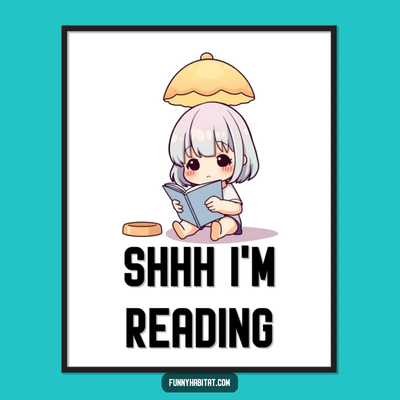 Funny Reading Art Print: Lamp & Book Illustration - Instant Download for Book Lovers