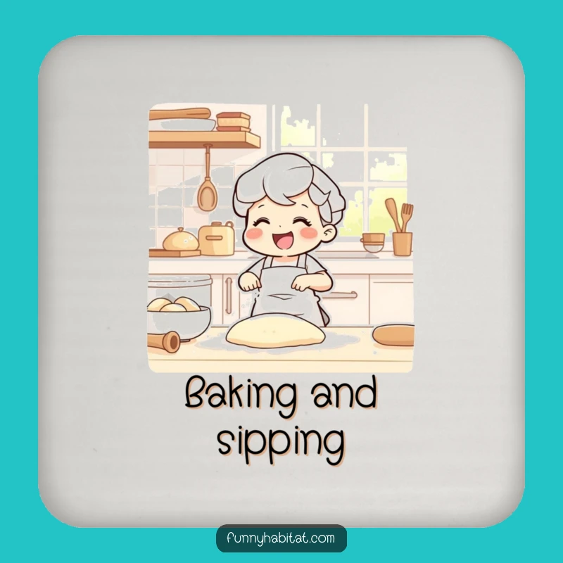Funny Baker Coaster: Character Kneading Dough, Protect Surfaces Gift