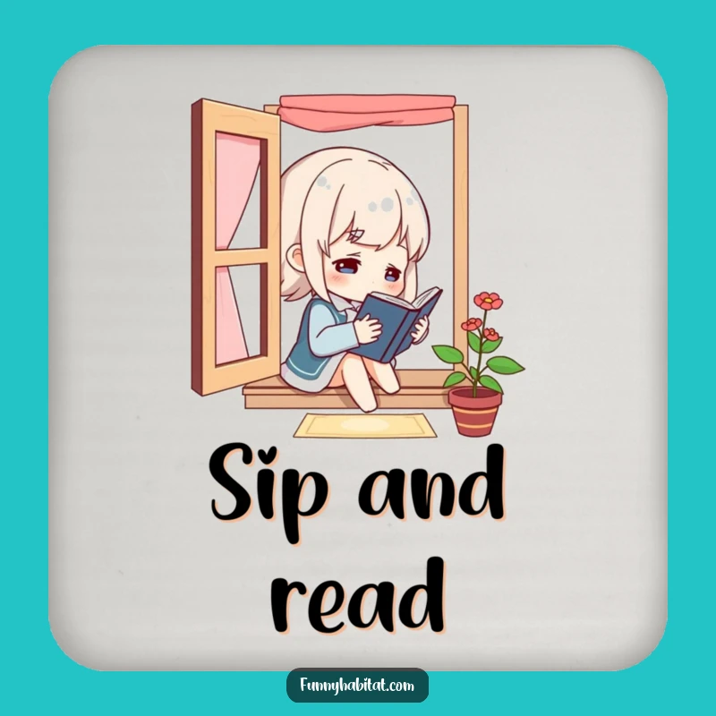 Funny Bookworm Coaster: Protect Surfaces with Literary Humor - A Cute Funny Gift!