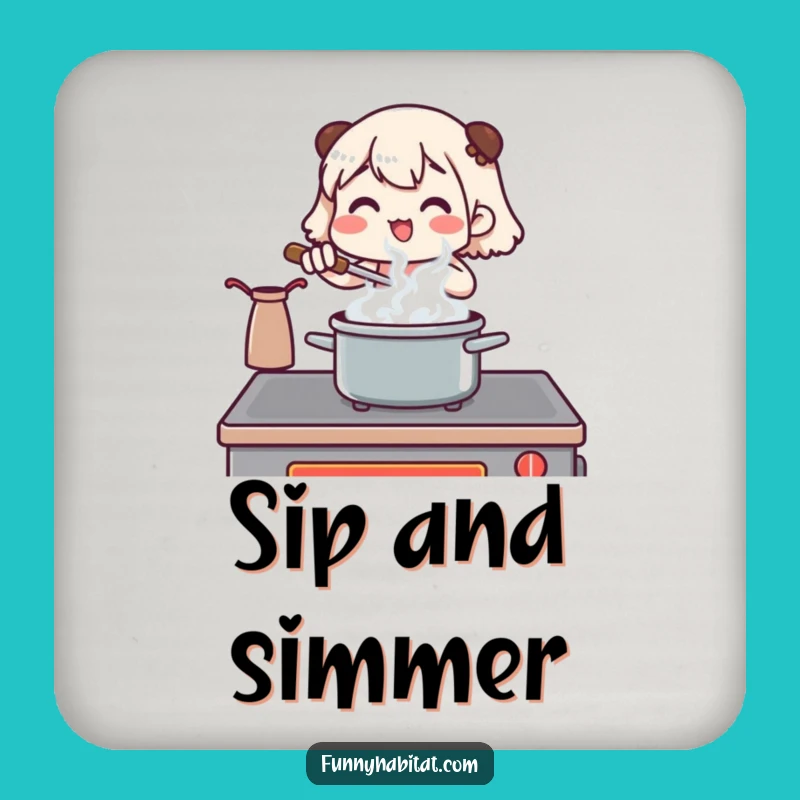 Funny Chef Coaster: Stirring Pot Art, Protect Surfaces with Humor, Ideal Funny Gift