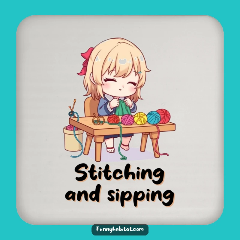 Funny Craft Coaster: Character Knitting, Protect Surfaces Gift