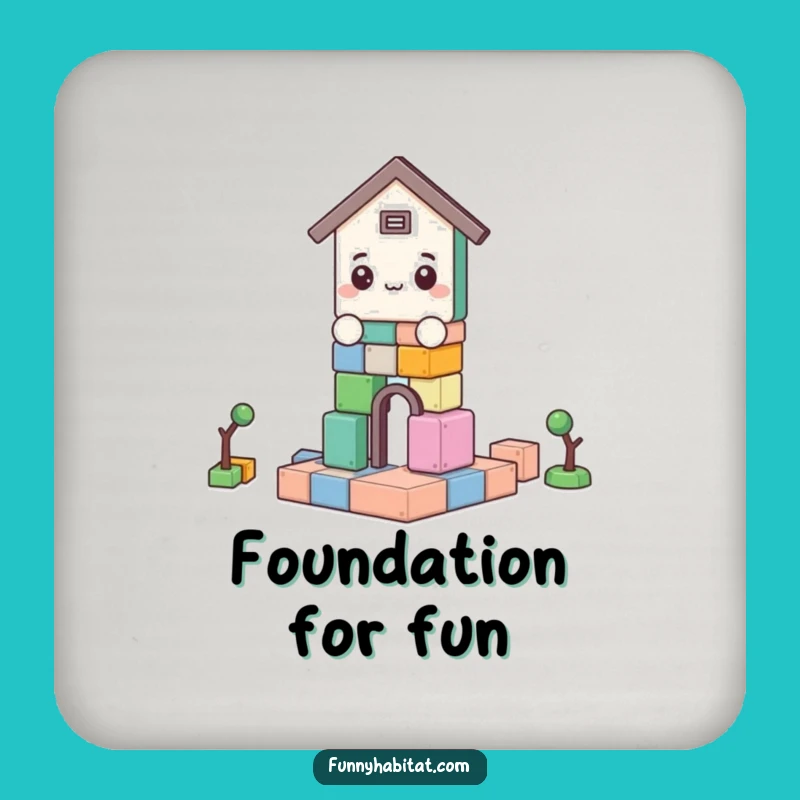 Funny Drink Coaster: Character Building Blocks Protection with a Smile