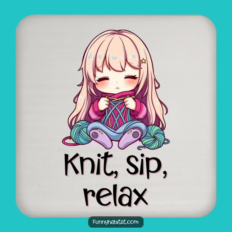 Funny Drink Coaster: Knitter Art, Perfect Craft Gift