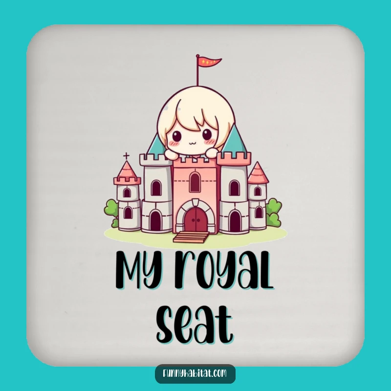 Funny Kawaii Builder Coaster: Playful Castle Guard, Perfect Table Gift