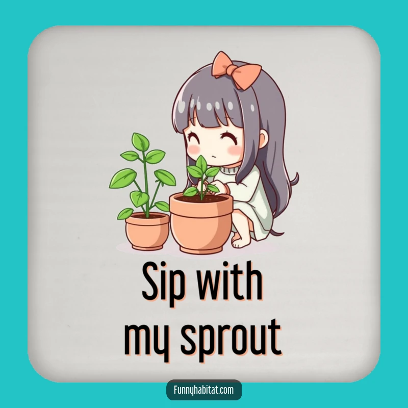 Funny Kawaii Gardener Coaster: Cute Plant Guard, Perfect Table Gift