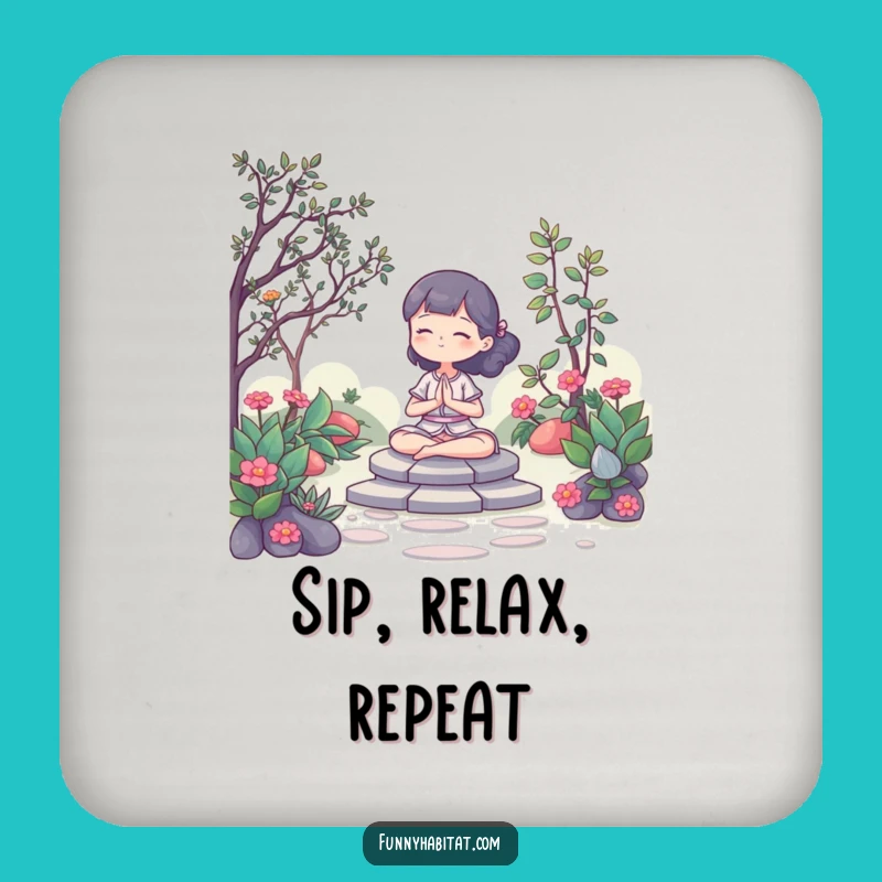 Funny Zen Drink Coaster: Protect Surfaces with Peaceful Vibes, Great Gift!