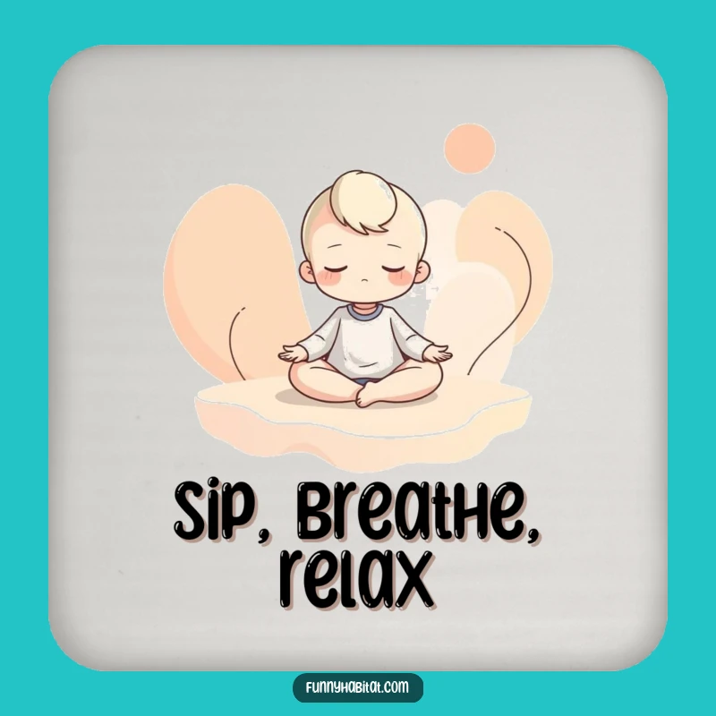 Funny Zen Meditation Coaster - Calm Protection with a Humorous Touch!