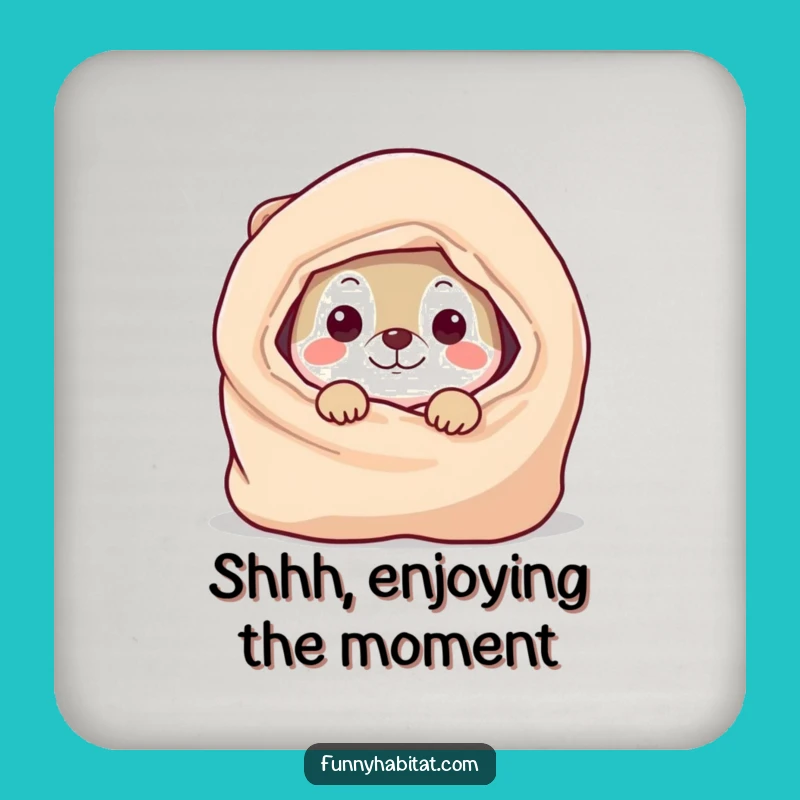 Funny Peek-a-Boo Coaster: Playful Animal Behind Blanket, Cute Funny Gift