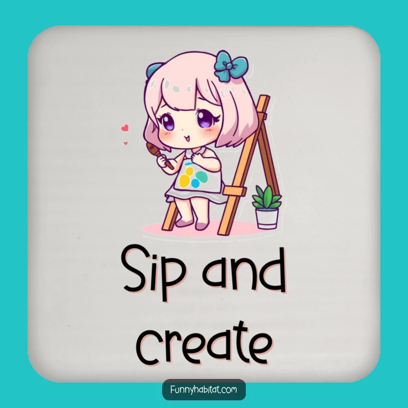 Funny Artist Drink Coaster: Colorful Painting Character Set Gift for Tables