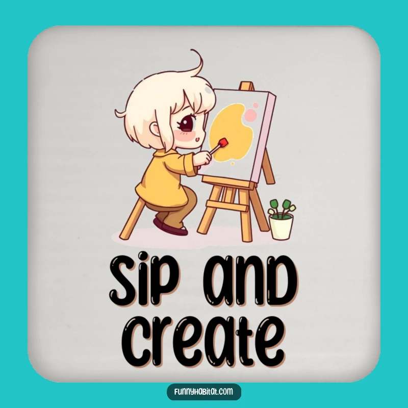 Funny Drink Coaster: Painter Character Art, Perfect Party Gift
