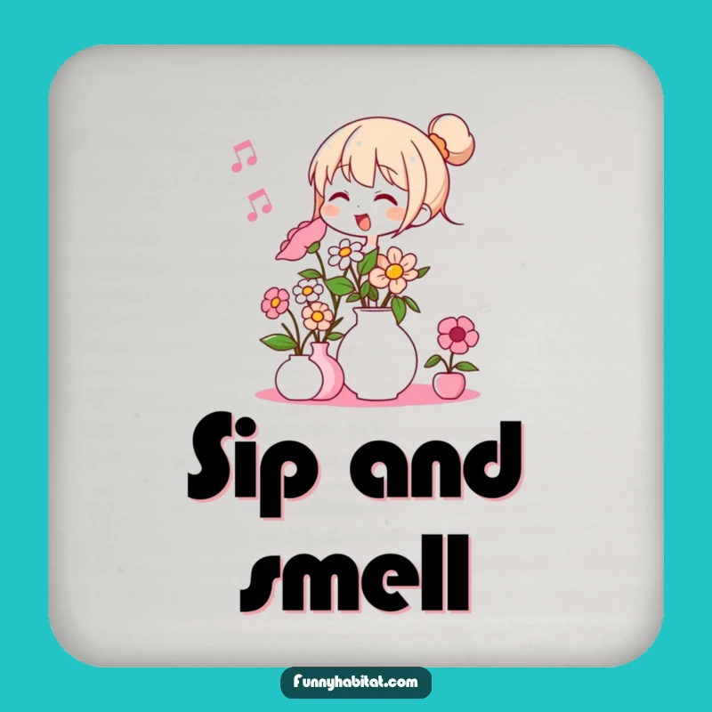 Funny Flower Arranger Coaster: Cheerful Humming Character Drink Holder - Unique Funny Gift