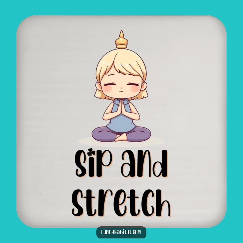 Funny Yoga Coaster: Serene Character Pose, Humorous Gift Decor