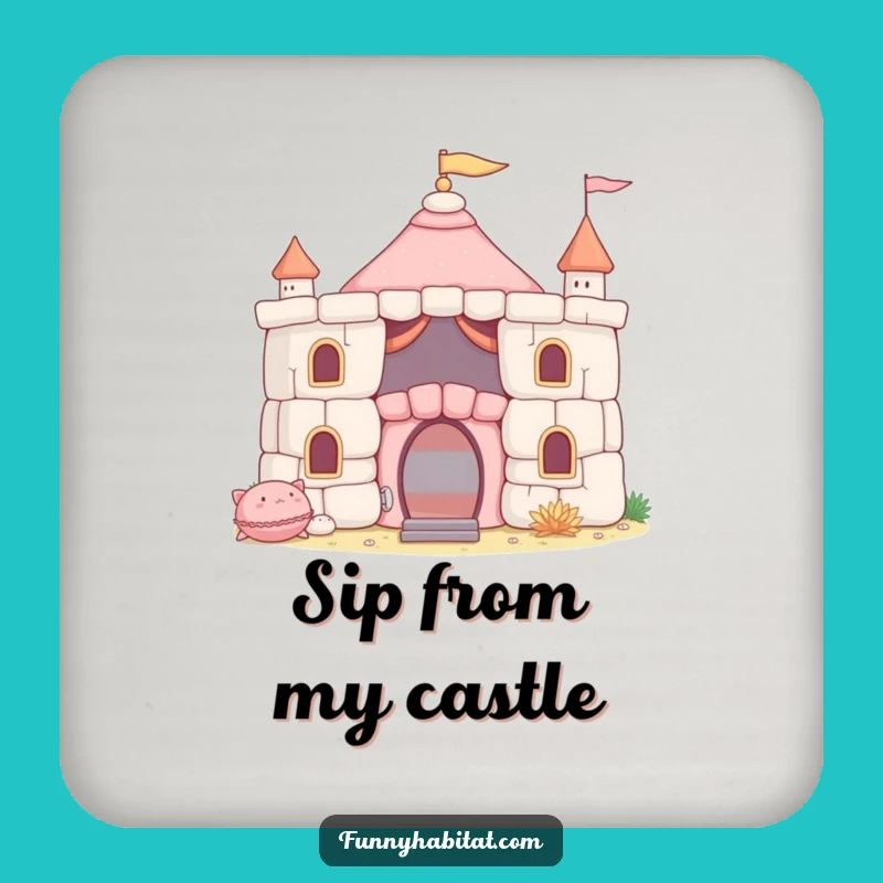 Funny Fort Coaster: Cushion Castle Art, Protect Surfaces with Funny Style