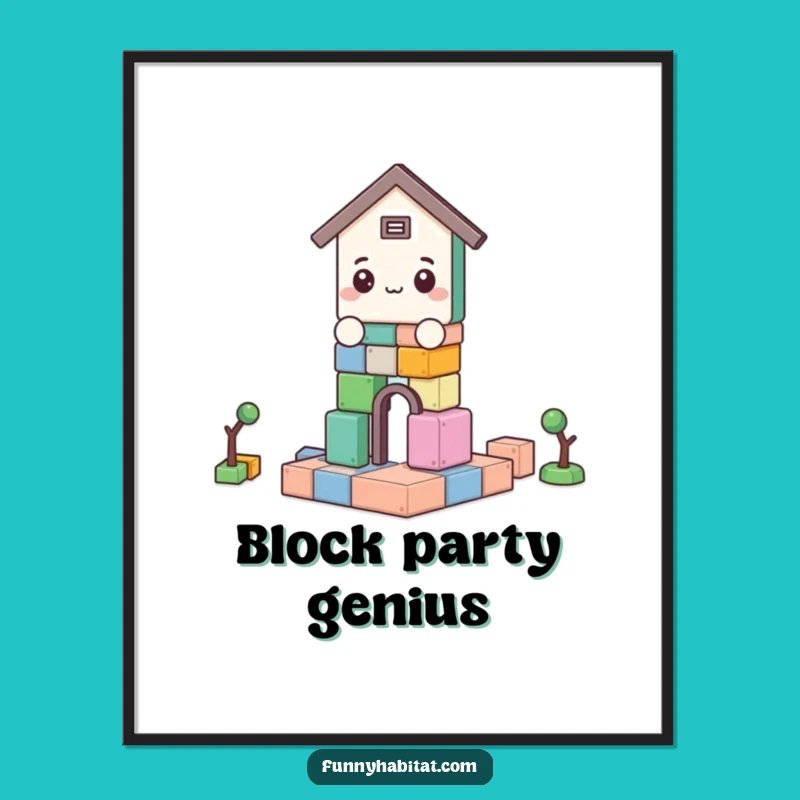 Funny Wall Art Poster: Character Building Blocks Decor for a Playful Space