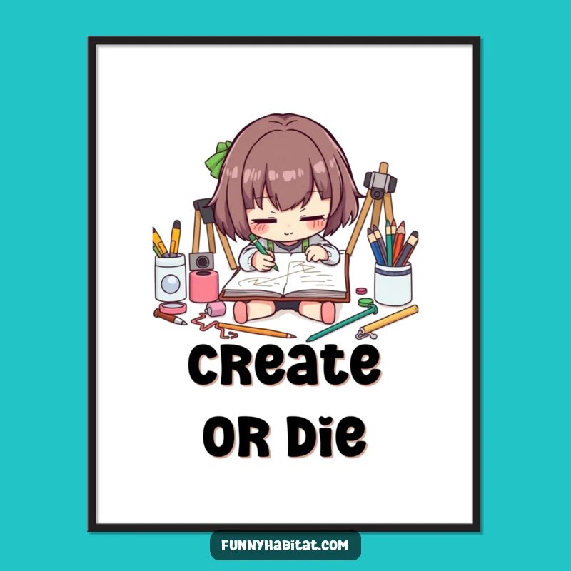 Funny Artist Poster: Inspire Your Studio with This Creative Sketching Art