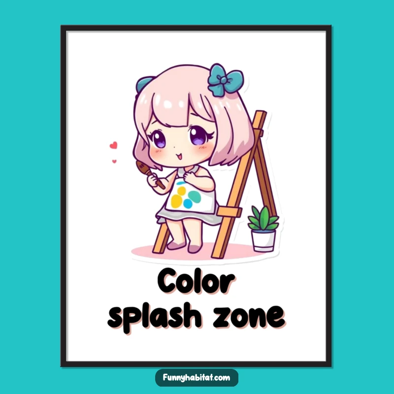 Funny Artist Poster: Vibrant Painting Character Art Print Gift for Walls