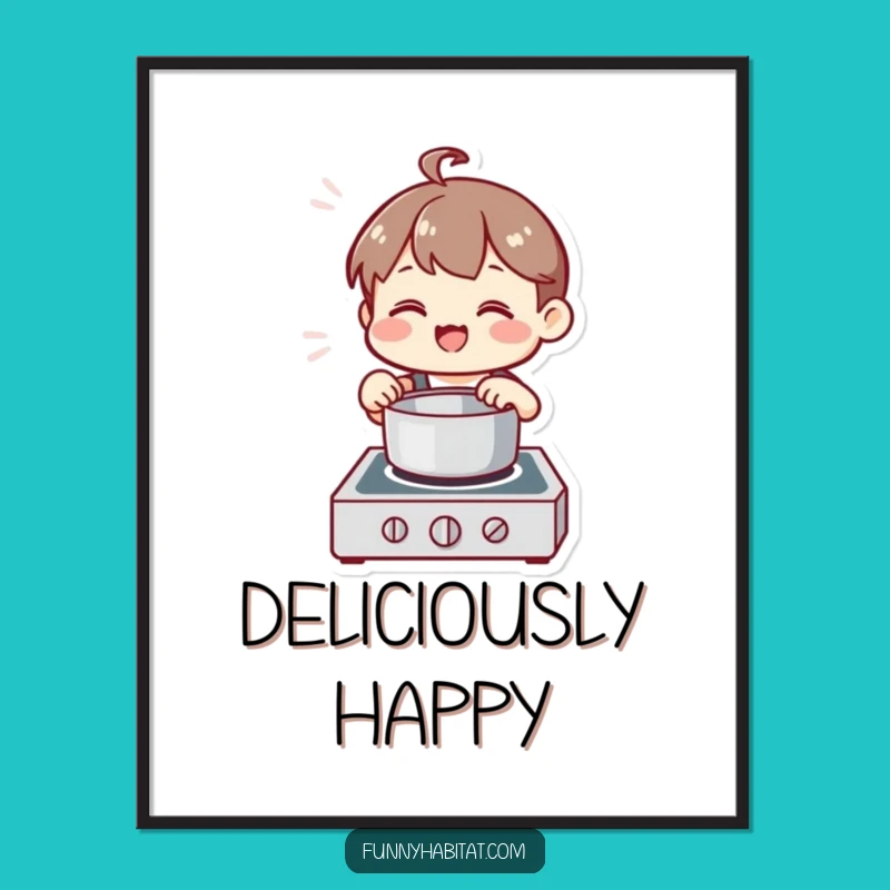 Funny Chef Character Poster: Happy Kitchen Art, Hilarious Decor Gift