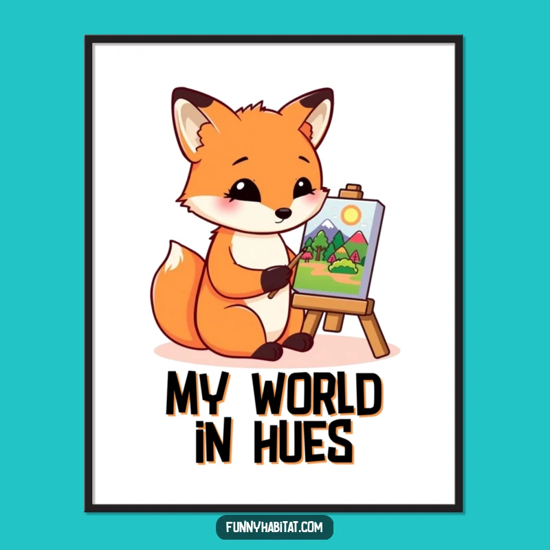 Funny Fox Artist Poster - Creative Landscape Art, Humorous Wall Decor Gift