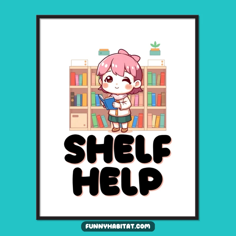 Funny Organizer Poster: Tiny Bookshelf Art Print - Amazing Funny Gift