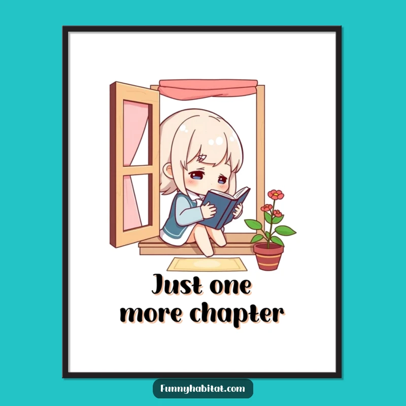 Funny Reading Nook Poster: Cozy Window Scene Art - A Funny Gift for Walls!