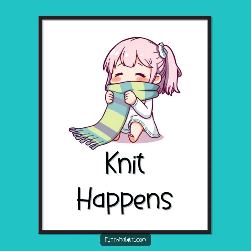 Funny Blissful Knitter Poster: Hilarious Craft Art Print for Cozy Decor
