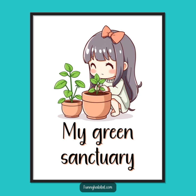 Funny Kawaii Gardener Poster: Cute Plant Art, Hilarious Decor Gift