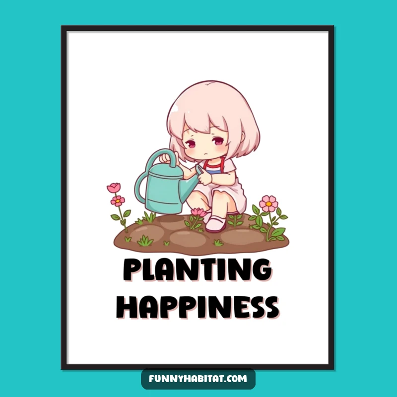 Funny Gardener Poster: Cute Character's Miniature Garden Art