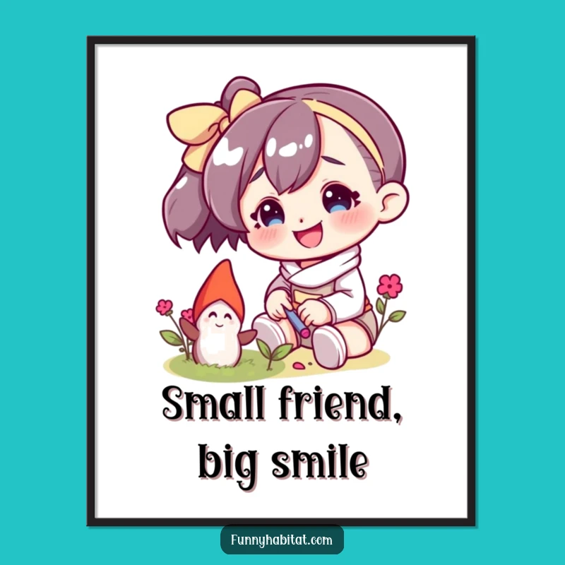 Funny Wall Art Poster: Gnome Character Tending Decor for Whimsical Spaces