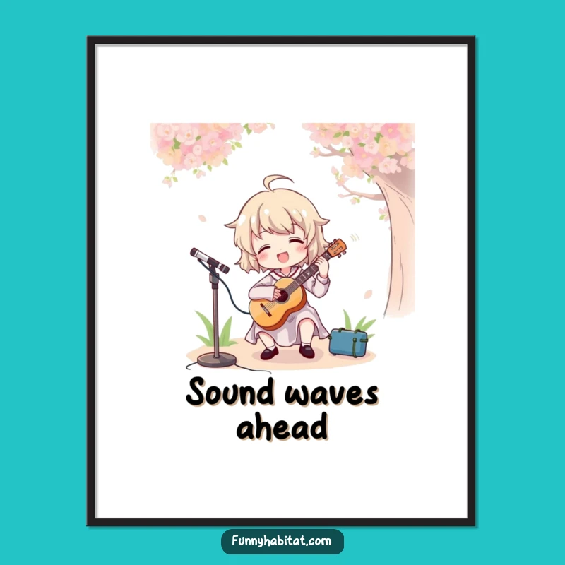 Funny Musician Art Poster: Joyful Character Playing Outdoors, Vibrant Wall Decor Gift