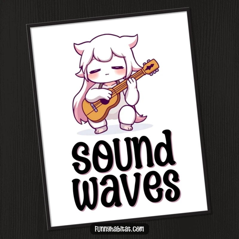 Funny musician poster showcasing a character playing an instrument with eyes closed in focus, perfect for music lovers.