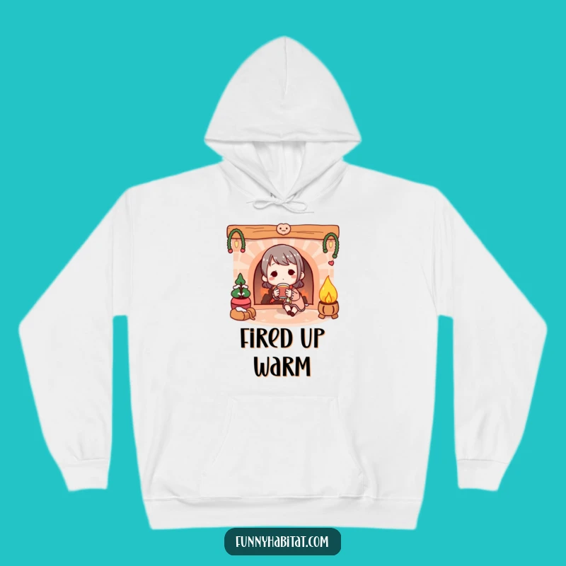 Funny Cozy Fireplace Hoodie: Warm Drink Design - Ultimate Comfort & Humor Gift