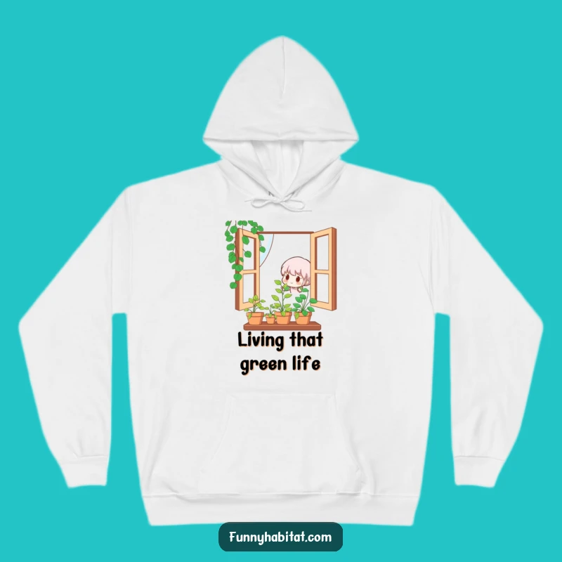 Funny Cozy Hoodie: Cute Character Tending a Happy Plant, Ultimate Gardener Comfort