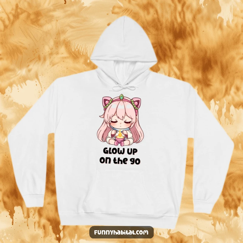 Funny hoodie with a character showing focused, peaceful concentration while meticulously crafting beautiful jewelry, perfect for studio time.