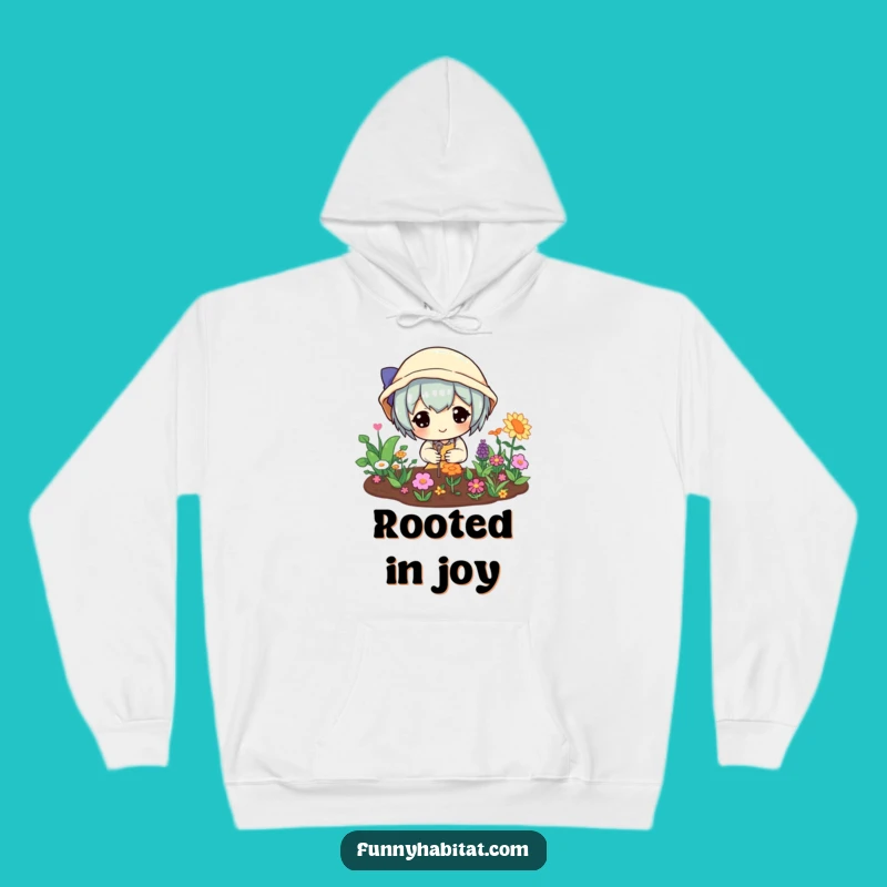 Funny Gardener Hoodie: Cheerful Character Mini Garden Design, Warm Humorous Gift