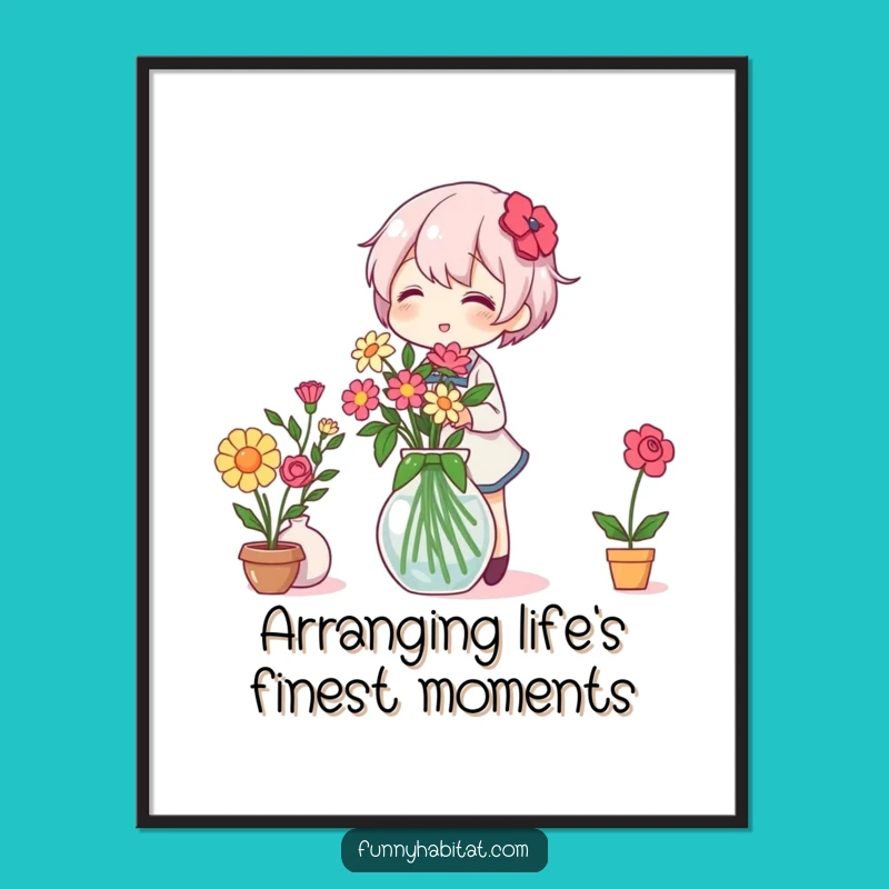 Funny Free Printable Wall Art: Cheerful Flower Arranger - Charming Downloadable Decor