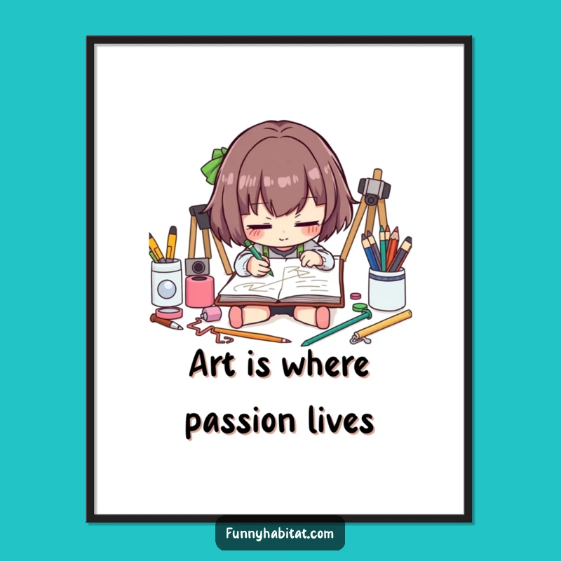 Free Printable Wall Art: Funny Artist Character Sketching as Humorous Home Decor