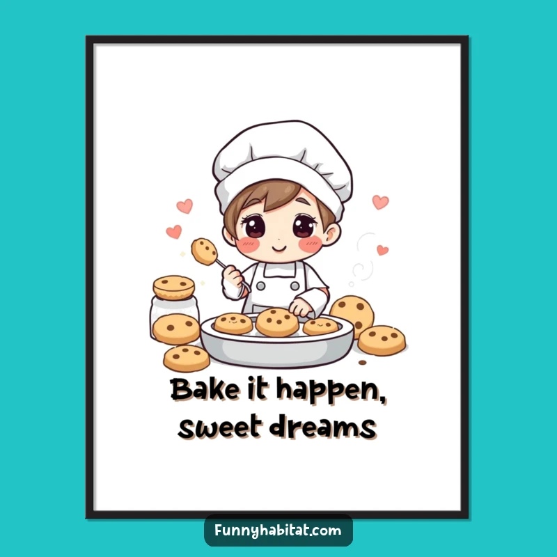 Funny Free Printable Wall Art: Cheerful Baker Character Kitchen Decor Downloadable