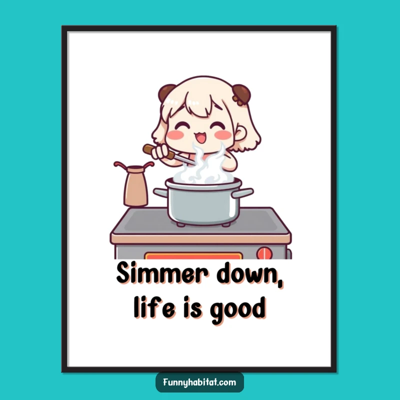 Free Printable Wall Art: Whimsical Cooking Character, Kitchen Decor, Downloadable Art