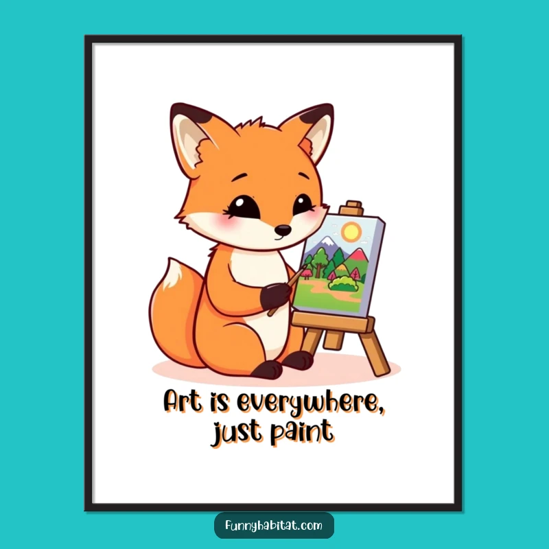 Funny Free Printable Wall Art: Artistic Fox Painting, Quirky Downloadable Decor