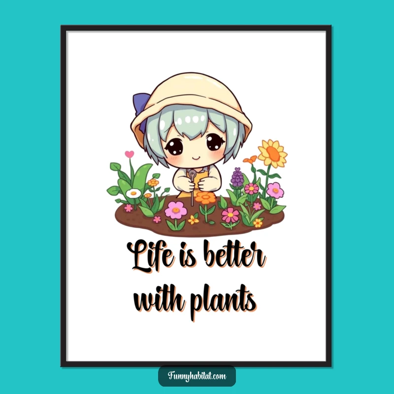 Funny Free Printable Wall Art: Cheerful Gardener, Downloadable Art For Botanical Lovers