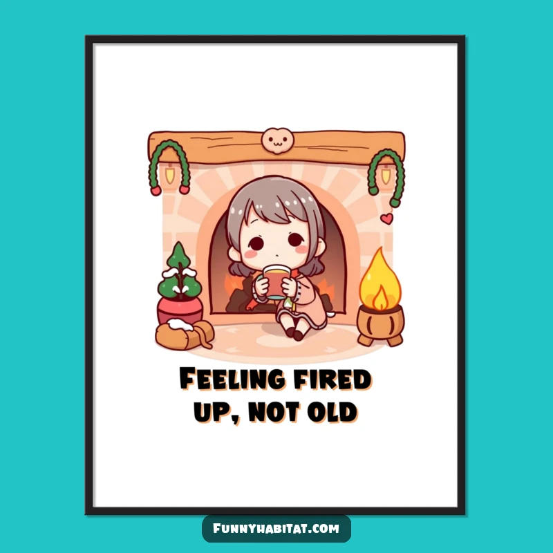 Funny Free Printable Wall Art: Cozy Fireplace Drink Downloadable Decor