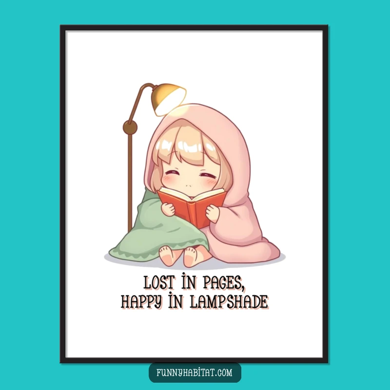 Funny Free Printable Wall Art: Cozy Reader Character, Relaxing Downloadable Decor