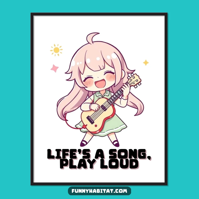 Funny Free Printable Wall Art: Energetic Musician Character, Downloadable Art for Your Space!